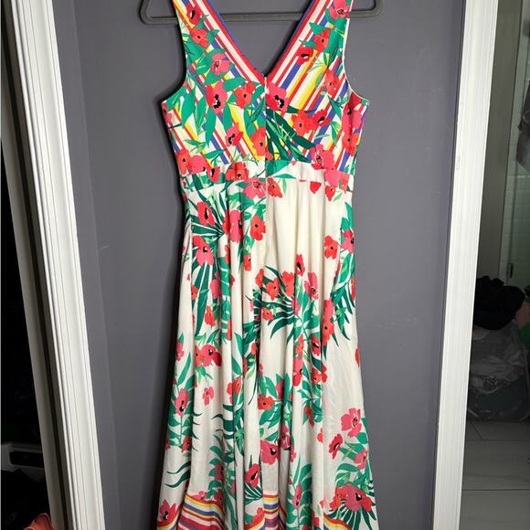 Vince Camuto Pink and Green Floral Sleeveless Maxi Dress Size 4 - Picture 6 of 9